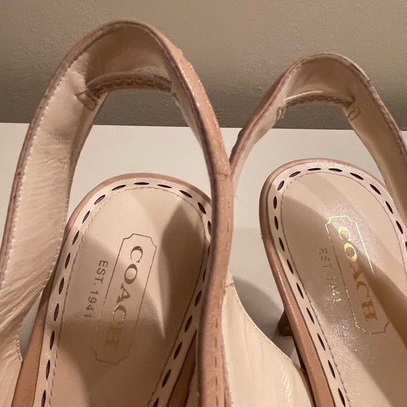 Coach open toe beige sling backs, size 7 - Picture 5 of 6